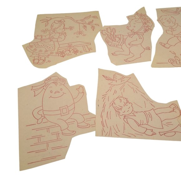 Vintage Nursery Rhyme Transfer Patterns, MCM Workbasket Iron On Transfers, 1960s - Picture 2 of 3